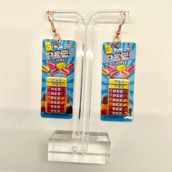 Pez Candy Earrings - Retro Toy Earrings - Mini Brands Earrings - Teacher Earring - Picture 2 of 7